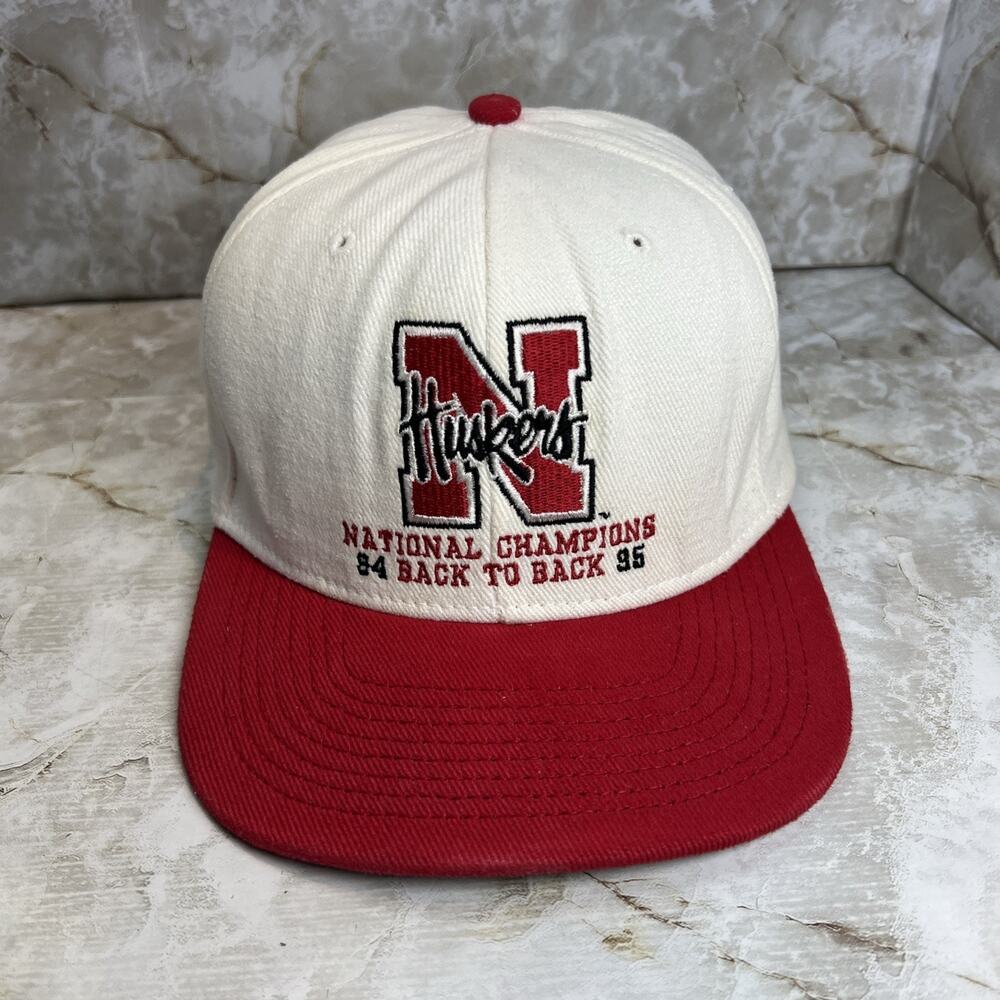 Vintage Nebraska Huskers Snapback Hat Cap National Champions 84 Back to Back 95